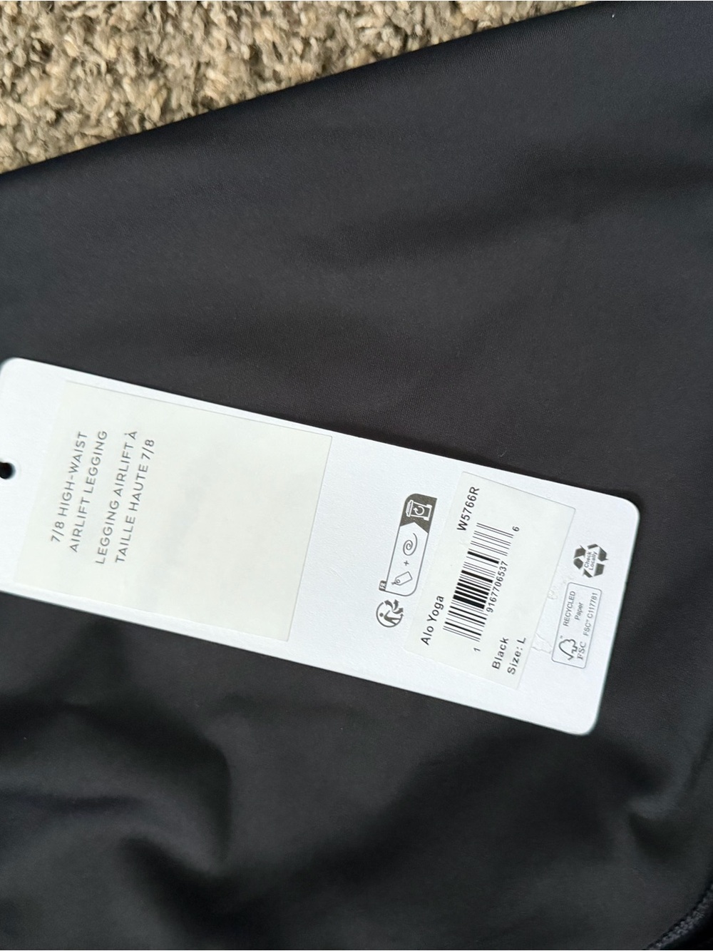 Alo High-Waist Leggings in Black 7/8 large nwt